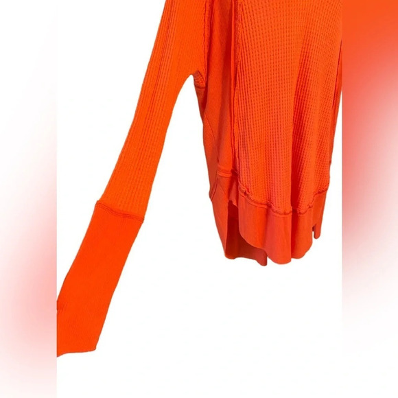 Free People Catalina Orange Waffle Knit Top M - Picture 6 of 13